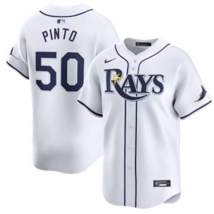 Men Tampa Bay Rays #50 Rene Pinto White Home Limited Stitched Baseball Jersey