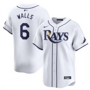 Men Tampa Bay Rays #6 Taylor Walls White Home Limited Stitched Baseball Jersey