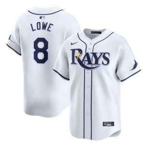 Men Tampa Bay Rays #8 Brandon Lowe White Home Limited Stitched Baseball Jersey