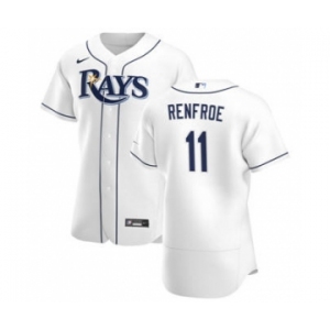 Men's Nike Tampa Bay Rays #11 Hunter Renfroe White Home 2020 Authentic Player Baseball Jersey