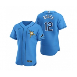 Men's Nike Tampa Bay Rays #12 Wade Boggs Light Blue Alternate 2020 Authentic Team Baseball Jersey