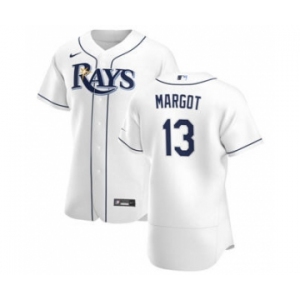 Men's Nike Tampa Bay Rays #13 Manuel Margot White Home 2020 Authentic Player Baseball Jersey