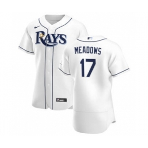 Men's Nike Tampa Bay Rays #17 Austin Meadows White Home 2020 Authentic Player Baseball Jersey