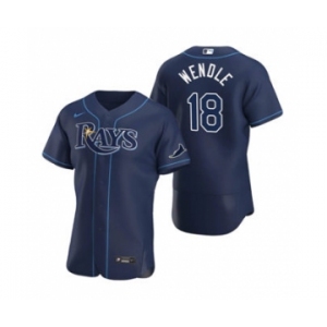 Men's Nike Tampa Bay Rays #18 Joey Wendle Navy Alternate 2020 Authentic Team Baseball Jersey