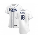 Men's Nike Tampa Bay Rays #18 Joey Wendle White Home 2020 Authentic Player Baseball Jersey