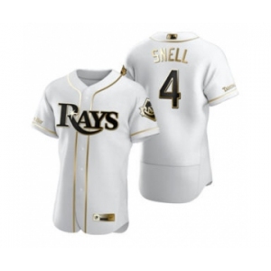 Men's Nike Tampa Bay Rays #4 Blake Snell White 2020 Authentic Golden Edition Baseball Jersey