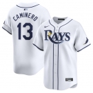 Men's Tampa Bay Rays #13 Junior Caminero White 2024 Home Limited Stitched Baseball Jersey