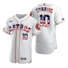 Houston Astros #10 Yuli Gurriel Men's Nike White Fluttering USA Flag Limited Edition Authentic MLB Jersey