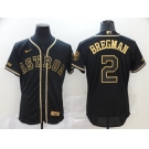 Houston Astros #2 Alex Bregman Men's Nike Black Retro Gold font Fashion Flex Base Authentic Baseball Jersey