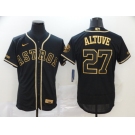 Houston Astros  #27 Jose Altuve  Men's Nike Black Retro Gold font Fashion Flex Base Authentic Baseball Jersey