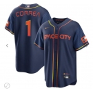 Men's Houston Astros #1 Carlos Correa 2022 Navy City Connect Game Stitched Jersey