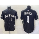 Men's Houston Astros #1 Carlos Correa Black Gothic 'Houston Born Barrio Raised' Limited Stitched Baseball Jersey
