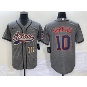 Men's Houston Astros #10 Yuli Gurriel Number Grey Gridiron Cool Base Stitched Baseball Jersey1