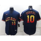 Men's Houston Astros #10 Yuli Gurriel Number Navy Blue Rainbow Stitched MLB Cool Base Nike Jersey