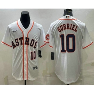 Men's Houston Astros #10 Yuli Gurriel Number White With Patch Stitched MLB Cool Base Nike Jersey