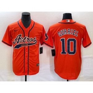 Men's Houston Astros #10 Yuli Gurriel Orange With Patch Cool Base Stitched Baseball Jersey