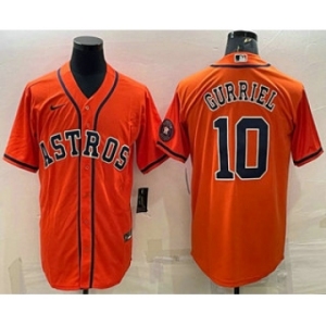 Men's Houston Astros #10 Yuli Gurriel Orange With Patch Stitched MLB Cool Base Nike Jersey