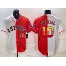 Men's Houston Astros #10 Yuli Gurriel White Orange Split Stitched Baseball Jerseys