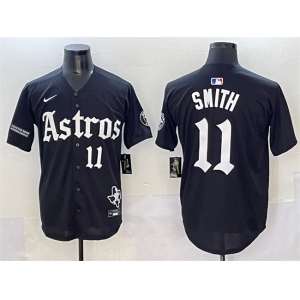 Men's Houston Astros #11 Cam Smith Black Gothic 'Houston Born Barrio Raised' Limited Stitched Baseball Jersey