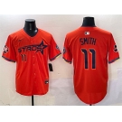 Men's Houston Astros #11 Cam Smith Orange 2025 City Connect With Texas Patch Limited Stitched Baseball Jersey