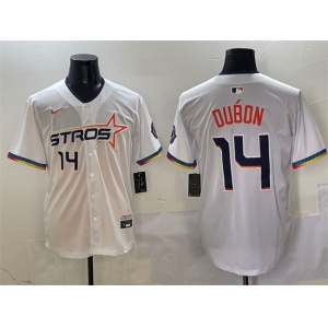 Men's Houston Astros #14 Mauricio Dubón White 2025 City Connect Limited Stitched Baseball Jersey