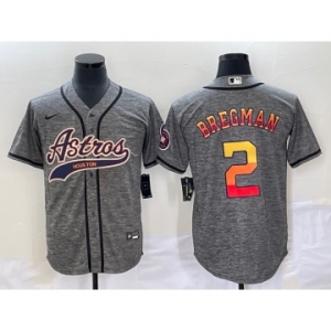 Men's Houston Astros #2 Alex Bregman Grey Gridiron Cool Base Stitched Baseball Jersey