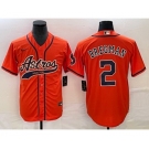 Men's Houston Astros #2 Alex Bregman Orange With Patch Cool Base Stitched Baseball Jersey