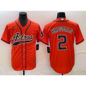 Men's Houston Astros #2 Alex Bregman Orange With Patch Cool Base Stitched Baseball Jersey