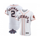 Men's Houston Astros #2 Alex Bregman White 2022 World Series Champions Flex Base Stitched Baseball Jersey