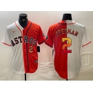 Men's Houston Astros #2 Alex Bregman White Orange Split Stitched Baseball Jerseys