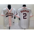 Men's Houston Astros #2 Alex Bregman White With Patch Cool Base Stitched Baseball Jersey