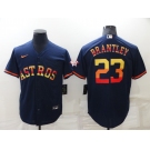 Men's Houston Astros #23 Michael Brantley Navy Blue Rainbow Stitched MLB Cool Base Nike Jersey