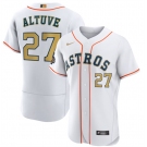 Men's Houston Astros #27 Jose Altuve 2023 White Gold World Series Champions Stitched FlexBase Authentic Nike Jersey