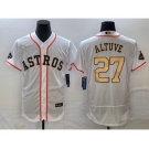 Men's Houston Astros #27 Jose Altuve 2023 White Gold World Serise Champions Patch Flex Base Stitched Jersey