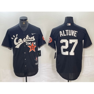 Men's Houston Astros #27 Jose Altuve Black Cactus Jack Cool Base Jersey