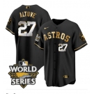 Men's Houston Astros #27 Jose Altuve  Black Gold 2022 World Series Stitched Baseball Jersey