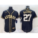 Men's Houston Astros #27 Jose Altuve Black Gold Flex Base Stitched Jersey