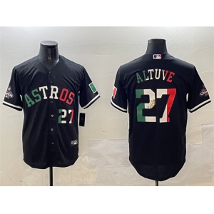 Men's Houston Astros #27 Jose Altuve Black Mexico With World Serise Champions Patch Cool Base Stitched Baseball Jersey