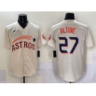 Men's Houston Astros #27 Jose Altuve Cream Throwback Cooperstown Collection Limited Stitched Baseball Jersey