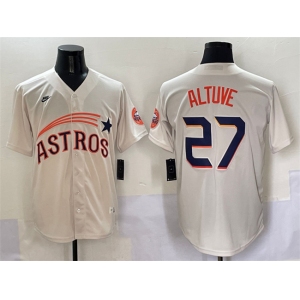 Men's Houston Astros #27 Jose Altuve Cream Throwback Cooperstown Collection Limited Stitched Baseball Jersey