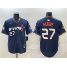 Men's Houston Astros #27 Jose Altuve Navy 2025 City Connect With Texas Patch Limited Stitched Baseball Jersey