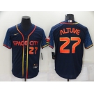 Men's Houston Astros #27 Jose Altuve Number 2022 Navy Blue City Connect Game Stitched Jersey