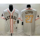 Men's Houston Astros #27 Jose Altuve Number 2023 White Gold World Serise Champions Patch Cool Base Stitched Jerseys