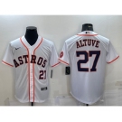 Men's Houston Astros #27 Jose Altuve Number White With Patch Stitched MLB Cool Base Nike Jersey