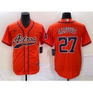 Men's Houston Astros #27 Jose Altuve Orange With Patch Cool Base Stitched Baseball Jersey