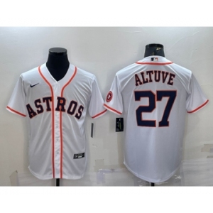 Men's Houston Astros #27 Jose Altuve White With Patch Stitched MLB Cool Base Nike Jersey