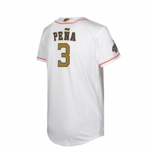 Men's Houston Astros #3 Jeremy Peña  White New Gold 2022 World Series Champions Stitched Cool Base Nike Jersey