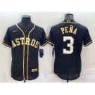 Men's Houston Astros #3 Jeremy Pena Black Gold Flex Base Stitched Jerseys