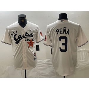 Men's Houston Astros #3 Jeremy Pena Cream Cactus Jack Vapor Premier Stitched Baseball Jersey