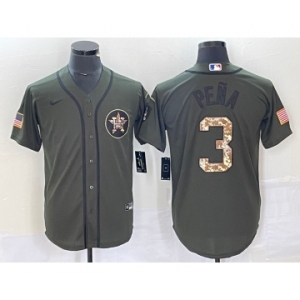 Men's Houston Astros #3 Jeremy Pena Green Salute To Service Stitched MLB Cool Base Nike Jersey